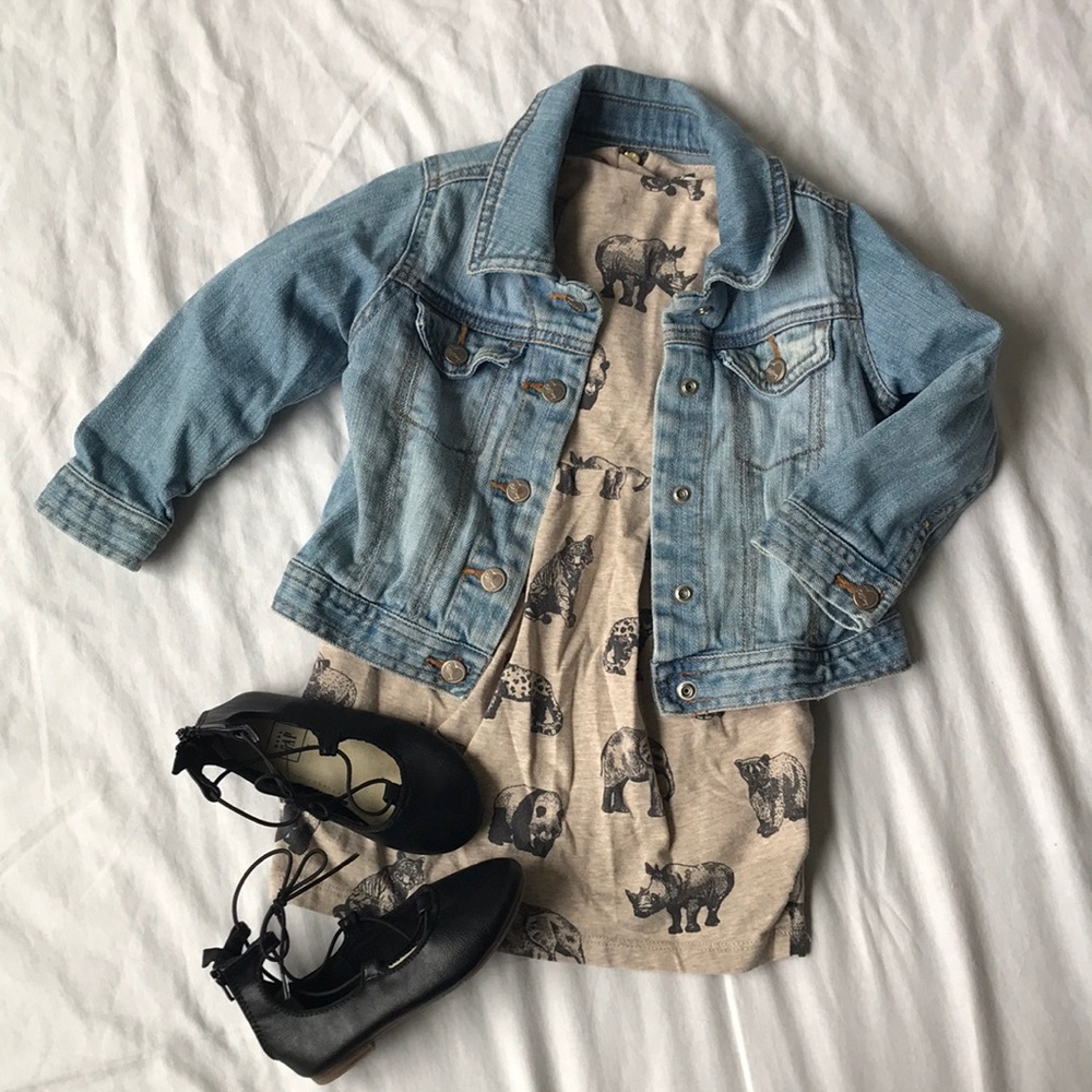 18-24 months jean jacket dress and shoes outfit